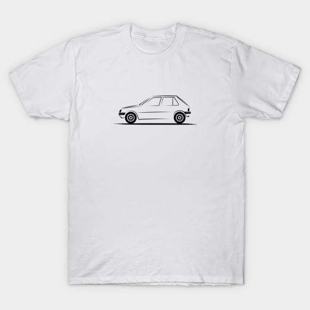 Peugeot 205 Black T-Shirt by PauHanaDesign